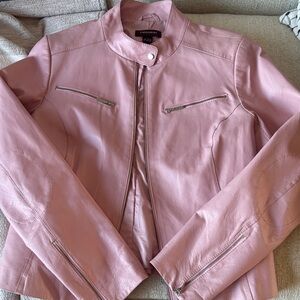 Danier Pink Leather Moto Jacket